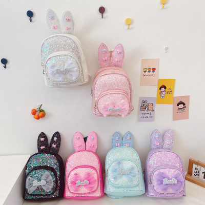 2021 New Children's Bags Cartoon Bag Girls Princess Backpack Cute Big Bow Long Ear Backpack