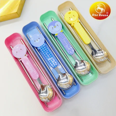 Portable Tableware Cartoon Spoon Chopsticks Two-Piece Set