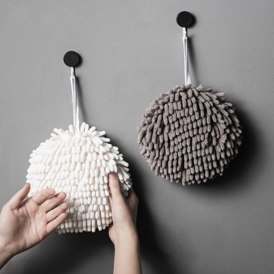 Chenille Hand-Wiping Ball Hanging Hand Towel Towel Kitchen Thickened Water-Absorbing Quick-Drying Bathroom Cute Rag Nordic