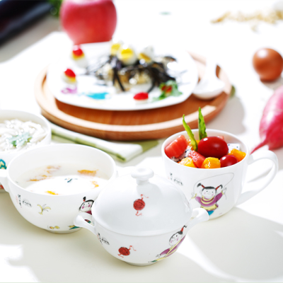 Huaguang Ceramic Miao Yintang Children's Tableware Antibacterial Porcelain Bone China Tableware Suit Cartoon Baby Special Tableware