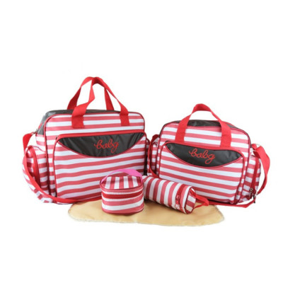 Mummy Bag Five-Piece Portable Crossbody Large Capacity Portable Maternal and Child Bag Fashion Mom Bag Diaper Bag