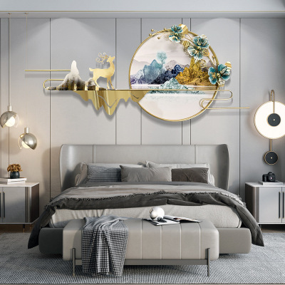 Light Luxury Modern Living Room Sofa Background Wall Decorations 3d Three-Dimensional Creativity European Iron Metal Wall Hangings