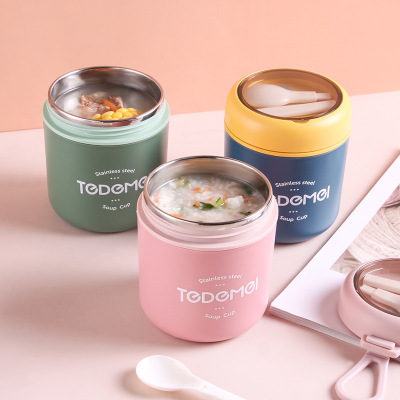 304 Stainless Steel Soup Cups Breakfast Soup Jar Maternal and Child Supplies Lunch Box Portable Portable Water Cup with Thermal Bag