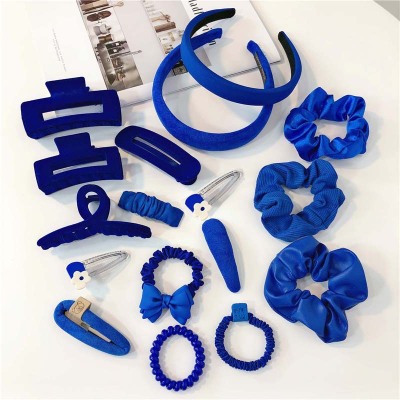 Klein Blue Barrettes Blue Hair Accessories Hair Hoop Autumn and Winter High Sense Hair Ring Hair Rope Headwear for Women