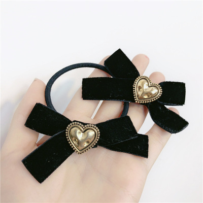 French Style Bow Headdress High-Grade Hair Rope Rubber Band Girl Hair Ring Refined and Simple Head Rope Ponytail