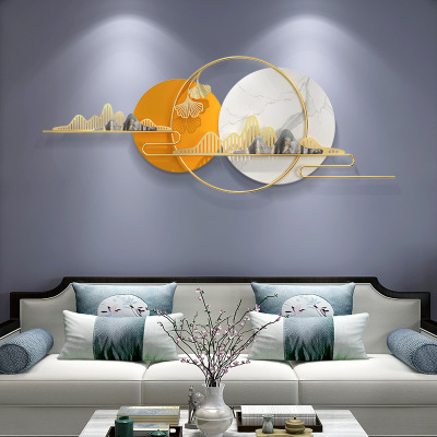Living Room Background Wall Decorative Mural Pendant Modern Light Luxury Hotel Wall Decoration Wrought Iron Metal Wall Hangings Ornaments