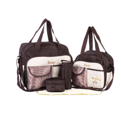 Mummy Bag Five-Piece Bag One Shoulder Mom Bag Multi-Functional Large Capacity Crossbody Baby Diaper Bag Diaper Bag