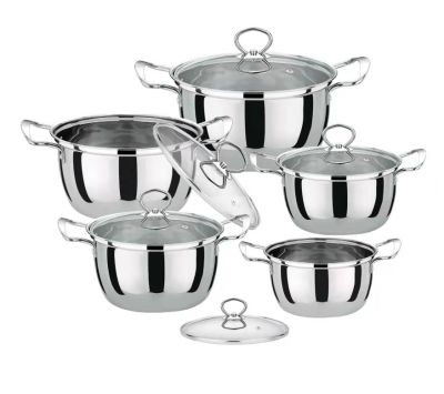 Stainless Steel Gift Set Pot Thickened Magnetic Pot Set 12-Piece Kitchen Soup Pot Steamer Suit Uncoated Wholesale