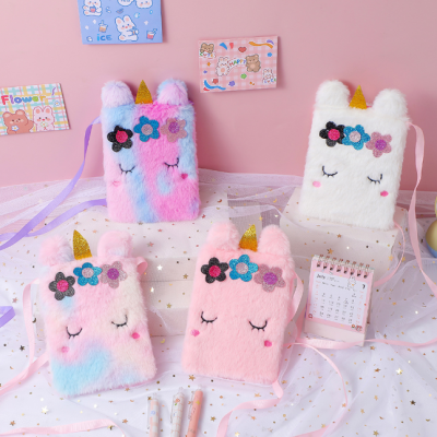 New Cartoon Plush Shoulder Bag Fashion Unicorn Coin Purse Large Capacity Children Crossbody Storage Bag