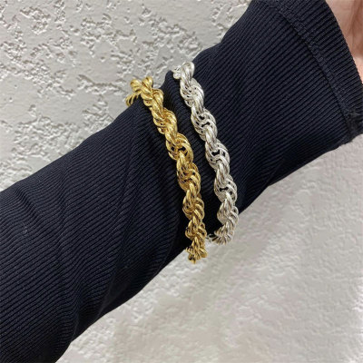Korean Style Fashion Handmade Ring Coarse Twist Hollow Design Personality 925 Sterling Silver Cold Style Necklace Bracelet