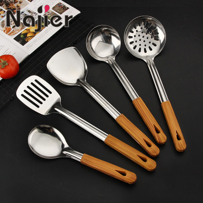 Factory Supplier Non-Magnetic Stainless Steel Kitchenware Lengthen and Thicken Stainless Steel Ladel Kitchen Suit 7-Piece Set
