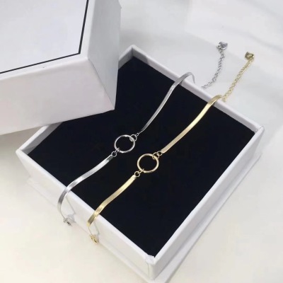 High-Grade Light Luxury Golden Circle Bracelet Female Ins Special-Interest Design Simple Cold Style Ornament