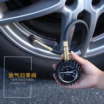 Tire Pressure Gauge of Automobile Tire Barometer Tire Pressure Gauge Copper Valve Deflatable CY-6236