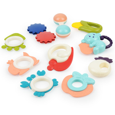 10-Piece Set Baby's Rattle Gift Set Newborn Hand Grip Toy Maternal and Child Supplies Handbell Teether Combination