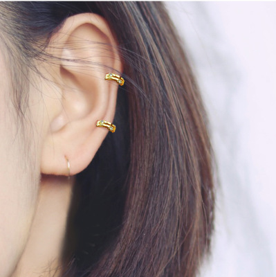 New Ear Bone Stud Women's Silver Needle Super Flash High Sense Small Earrings Ear Bone Ring Earrings Ear Studs Earrings