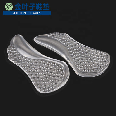 Transparent Massage Forefoot Pad Arch Support Invisible Sticky Adjustment Shoe Size Massage Half Insole Silicone Comfortable 3/4 Cushion