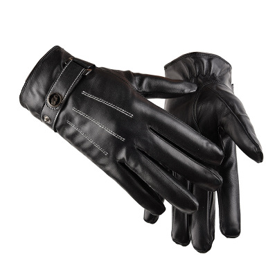 Tiger King Men's Leather Gloves Touch Screen Winter First Layer Genuine Sheep Skin Warm Velvet Padded Thickened Anti-Driving Gloves