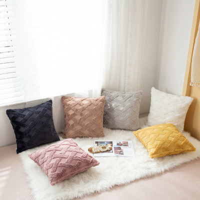 Cross-Border Amazon Plush Pillow Ins Nordic Double-Sided Plush Home Sofa Cushion Cover Office Cushion Cover