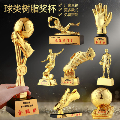 Player Shooter Football Team Crystal Trophy Resin Gold Plated Medal Champion Asian Third Army Annual Meeting Competition Award Products