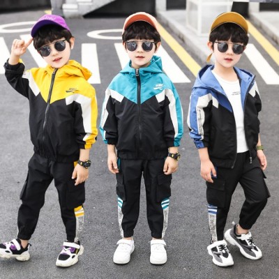 Children's Trendy Spring Clothes Boys Spring Clothes Suit New 2021 Medium and Large Children Casual Two-Piece Suit Western Style Boys