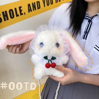 Japanese Lolita Cute Lolita JK Uniform Rabbit Pattern Bag Plush Doll Small Shoulder Bag Teenage Girls' Dolls Shoulder Bag