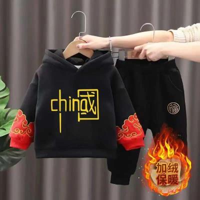 Children's New Year Clothes Boys' Autumn and Winter New Brushed Hoody Western Style New Year Clothes Boys' Tang Suit Children Suit