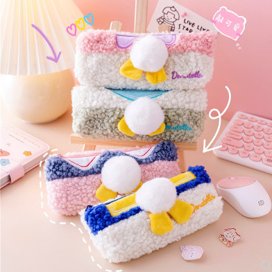 New Internet Celebrity Plush Pencil Bag Large Capacity Student Stationery Storage Bag Simple Cute Pencil Bag