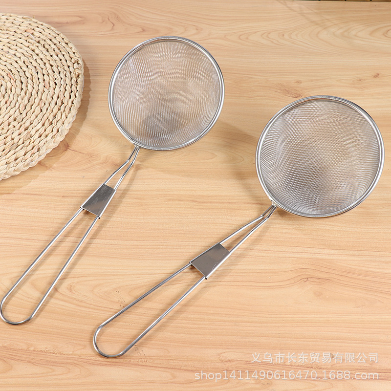 长柄不锈钢14cm/16cm/18cm油格网漏勺过滤漏勺厨具过滤网面粉筛