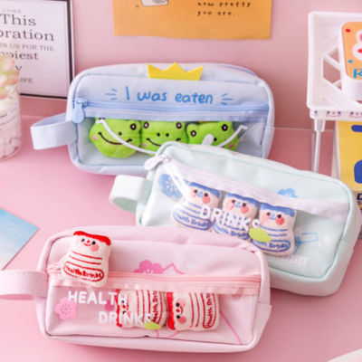 New Cute Pencil Case Large Capacity Student Stationery Storage Bag Portable Portable Pencil Bag Stationery Box