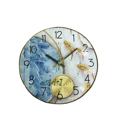 Arc Glass Wall Clock Restaurant Wall Clocks Decorative Time Art Photo Scanning Solid Wood Watch