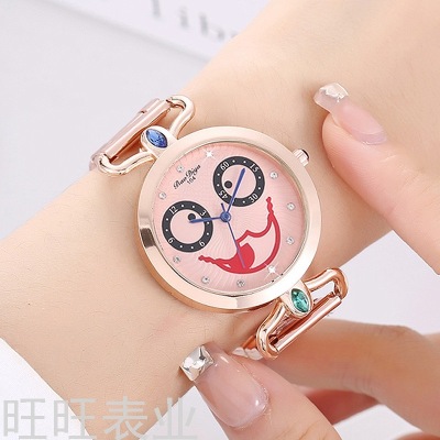 New Women's Clown Smiley Face Steel Watch Spot Drill Scale Gem Case Foreign Trade Fashion Personalized Women's Watch