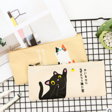 New Simple Cat Pencil Case Creative Cartoon Student Stationery Storage Bag Large Capacity Pencil Case Pencil Case