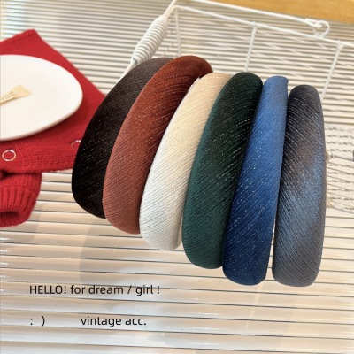 New Velvet Headband Imitation Silk High Sense Cloth Headband Increased Skull Top Headband Temperament Wild Hair