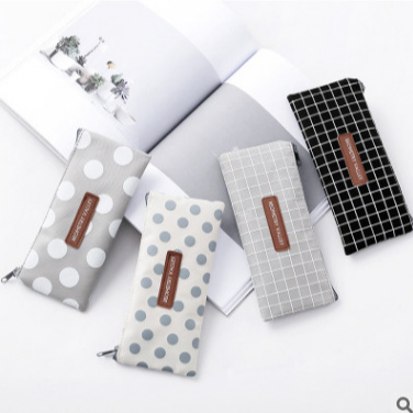 New Plaid Polka Dot Student Pencil Case Fresh Creative Large Capacity Stationery Buggy Bag Pencil Bag