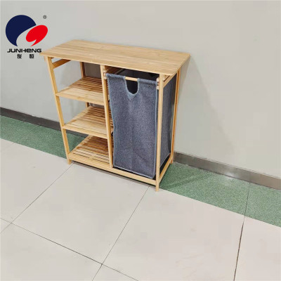 Bathroom Shelf Basin Stand of Bathroom Toilet Bamboo Storage Shelf Multi-Layer Tripod Floor-Standing
