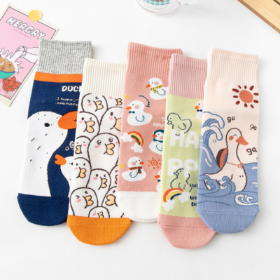 Tube Socks Women's Straight Women's Socks Cartoon Preppy Style Chinese Character Cute Trendy High-Top Cotton Socks