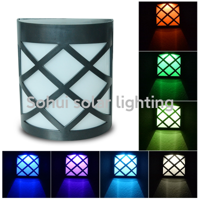 Solar Wall Lamp Fence Light Wall Lamp Led Fence RGB Seven-Color Ambience Light Garden Garden Lamp Outdoor Waterproof