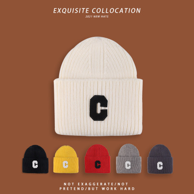 Knitted Hat Fashionable All-Match Hat Female Keep Warm and Cold Protection in Winter Ear Protection Riding Sleeve Cap Student Wool