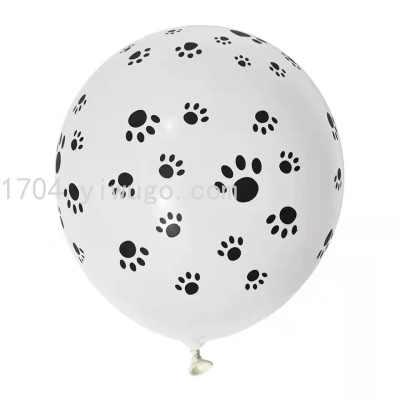 Animal Feet Leopard Print Spot Horse Pattern Dog Cow Stripe Yellow Orange White round Printed Balloon