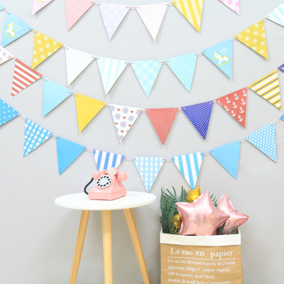 Creative Style Triangle Bunting Birthday Banners Hanging Flag Party Supplies Celebration Decorations Arrangement Pennant String Flags Hanging Decoration Festival