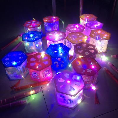 2022 Tiger Year Cartoon Six-Sided Projection Lantern DIY Handmade 15 Mixed Creative Glow Toys