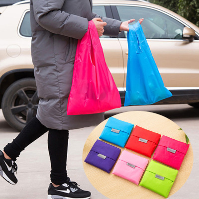 Solid Color Foldable Shopping Bag Color Portable Storage Tote Bag Supermarket Tote Bag Grocery Bag Ditty Bag