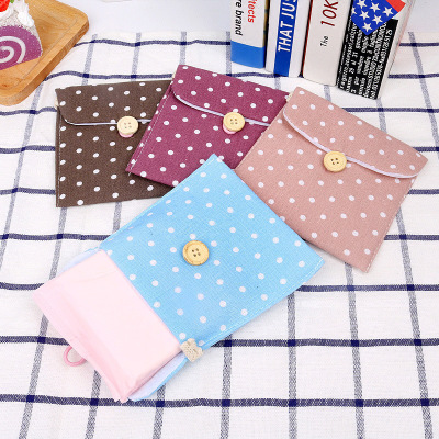 Korean Fresh Cotton and Linen Sanitary Napkin Storage Bag Japanese and Korean Fabric Cute Napkins Dispenser Bag Sanitary Napkin Storage Bag