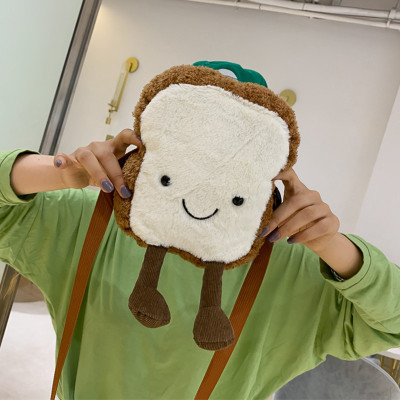 Korean Ins Toast Bread Plush Bag Funny Cute Crossbody Bag Personality Ugly and Cute Student Shoulder Doll Bag