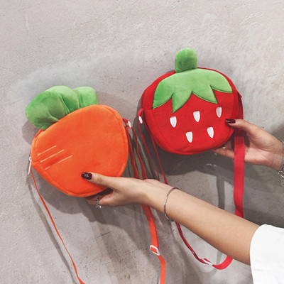 Wholesale 2020 Women's Bag New Canvas Bag Cute Cartoon Strawberry Shoulder Messenger Bag Fun Doll Coin Purse
