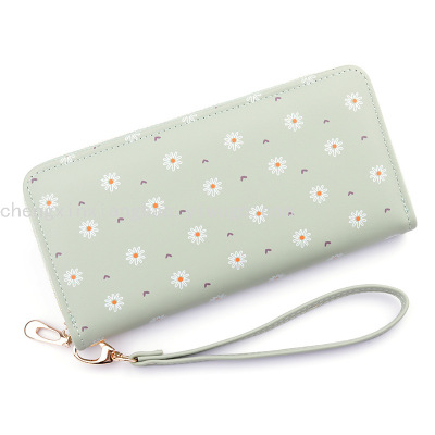 Clutch Purse Women's Long Soft Leather Wallet Little Flower Change Single Pull Bag Mobile Phone Bag Customization
