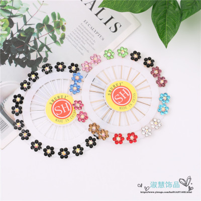 Small Jewelry Alloy Diamond Muslim Women's Clothing Accessories Multi-Color Crystal Brooch