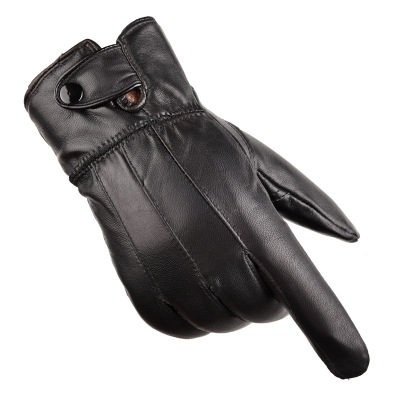 Tiger King Men's Genuine Leather Warm Windproof Riding Classic Sheepskin Leather Patchwork Men's Single Buckle Gloves