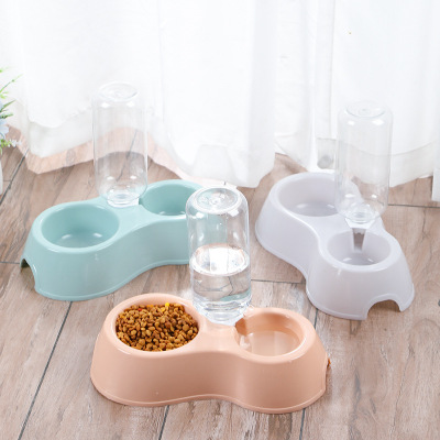 Dog/Cat Bowl Water Fountain Rice Basin Cat Bowl Food Basin Pet Automatic Drinking Double Bowl Pet Bowl with Water Jug Set