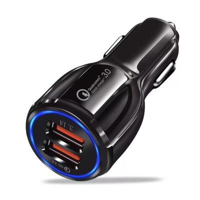 Qc3.0 Car Charger Luminous Dual-Port Bowling Fast Charge Car Charger 5v3. 1A Car Mobile Phone Charger